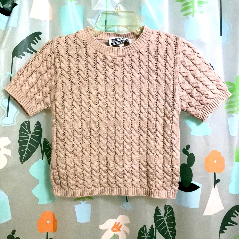 Vintage short sleeve tan sweater